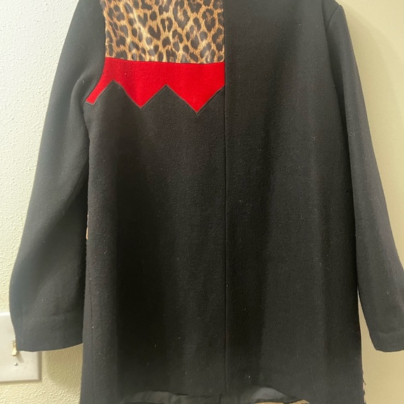 Allure colorblock leopard, zebra patchwork, zig zag design wool blazer - Picture 3 of 8